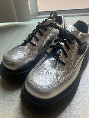 Dr. Martens silver shoes